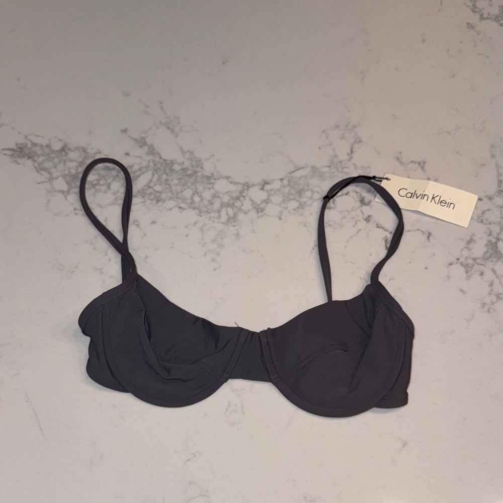 Calvin Klein Charcoal Bikini Top size 8 NWT